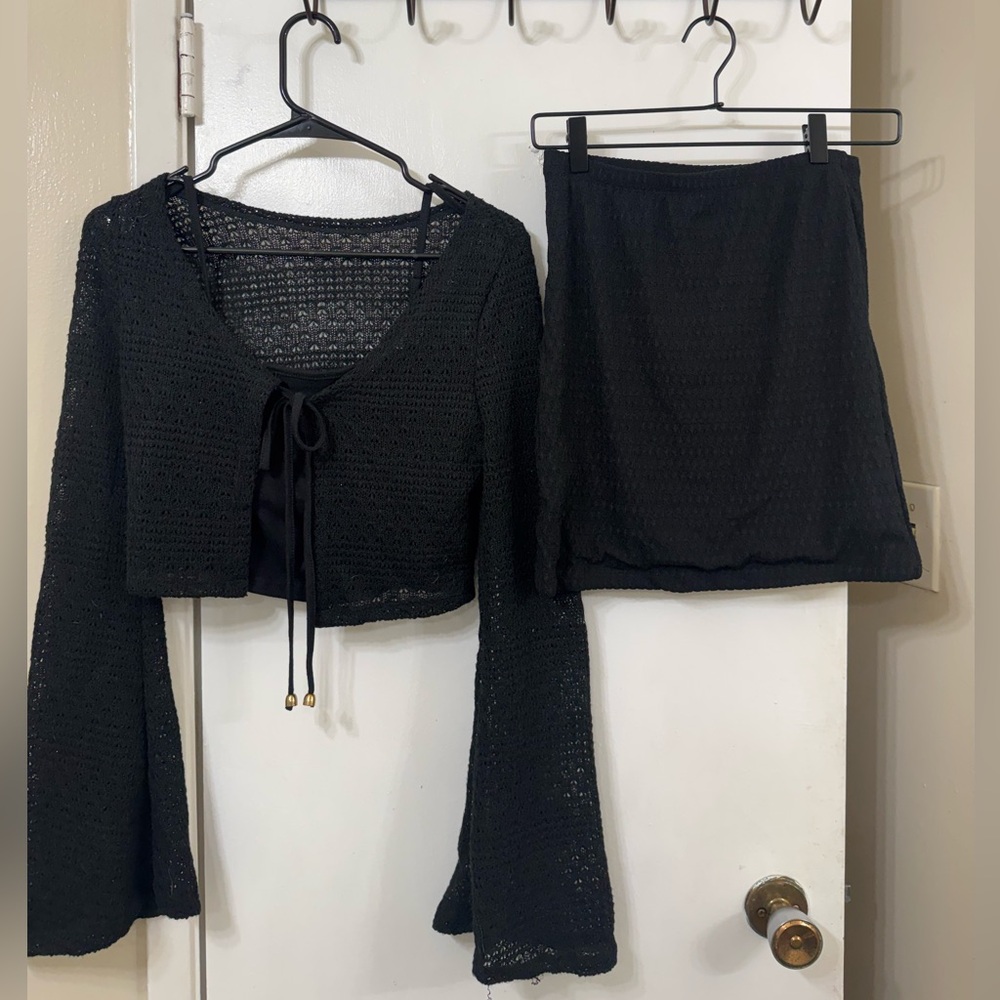 3 for $50 Flair long sleeve knitted top with matching Black Knit Skirt